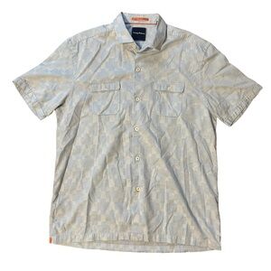 Tommy Bahama‎ Men’s Medium Light Blue Button Up Shirt Short Sleeve Cotton/Silk
